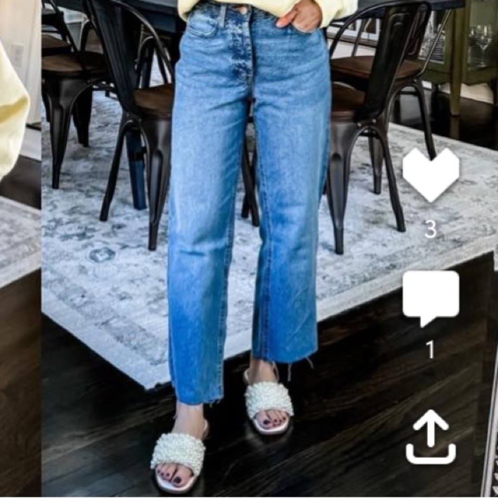 WILD FABLE BUTTON FLY JEANS WITH SLIGHT DISTRESSING CUT HEM inseam 24 1/2 ⭐️